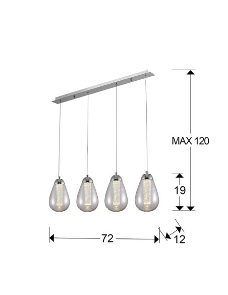 LÁMPARA TACCIA 4 LUCES LED CROMO