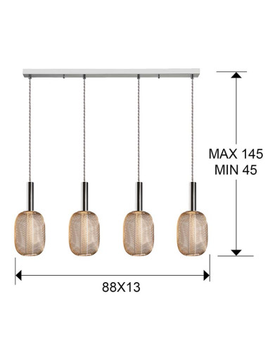 MICRON LÁMPARA 4 LUCES CROMO Y ORO