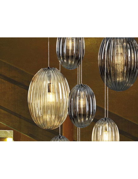 OVILA LÁMPARA 13 LUCES SMOKE COÑAC DIMABLE