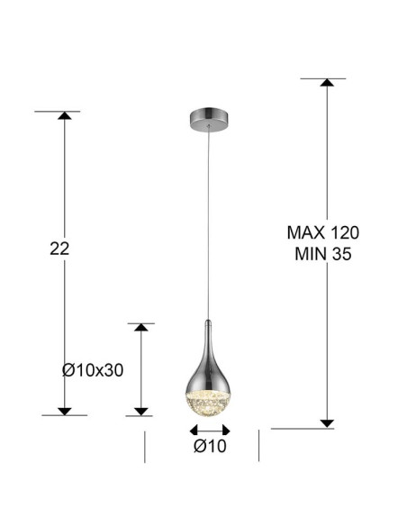 LÁMPARA 1 LUZ ELIE CROMO Ø10