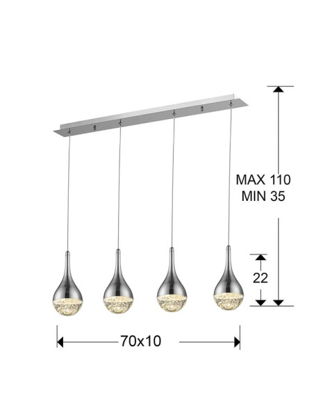 LÁMPARA 4 LUCES ELIE CROMO
