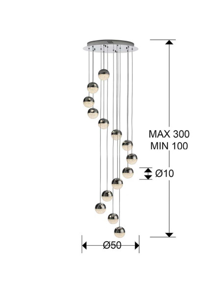 LÁMPARA 14 LUCES LED SPHERE CR Ø50 DIMABLE