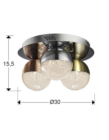 PLAFÓN 3 LUCES LED SPHERE COLORØ30