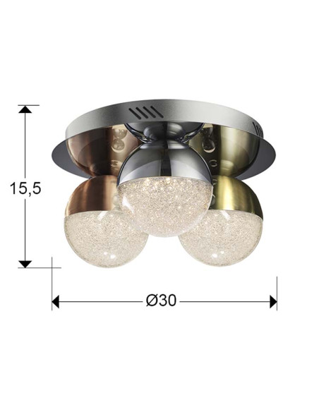 PLAFÓN 3 LUCES LED SPHERE COLORØ30 DIMABLE