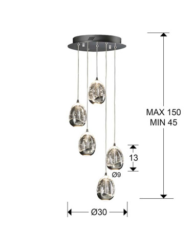LÁMPARA Ø30 ROCÍO 5 LED DIMABLE