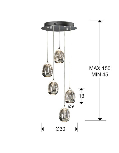 LÁMPARA Ø30 ROCÍO 5 LED DIMABLE