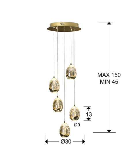 LÁMPARA Ø30 ROCÍO 5 LED DIMABLE