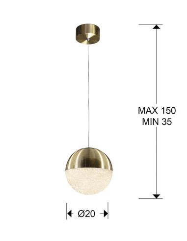 LÁMPARA 1 LUZ LED SPHERE Ø20
