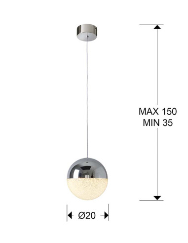 LÁMPARA 1 LUZ LED SPHERE Ø20