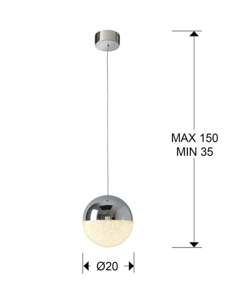 LÁMPARA 1 LUZ LED SPHERE Ø20