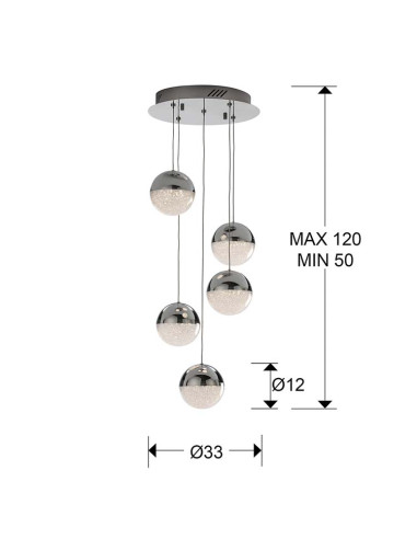 LÁMPARA 5 LUCES LED SPHERE Ø33 DIMABLE