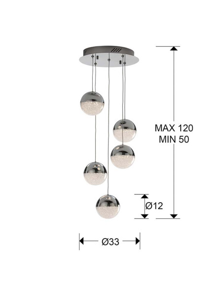 LÁMPARA 5 LUCES LED SPHERE Ø33 DIMABLE