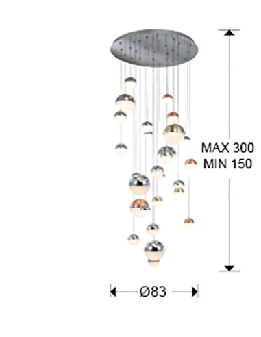 GRAN LÁMPARA SPHERE Ø80 27 LUCES CCT