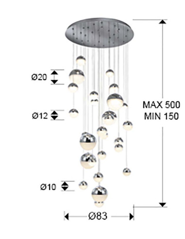 GRAN LÁMPARA SPHERE Ø80 27 LUCES CCT