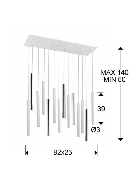 LÁMPARA VARAS 14 LUCES DIMABLE