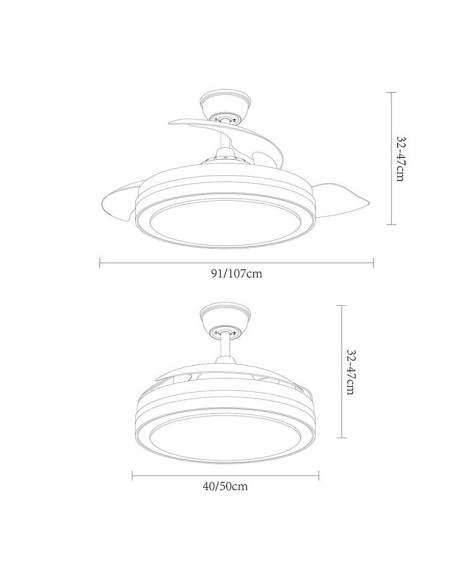 Ventilador Desplegable Esparta Blanco DC LED 72W