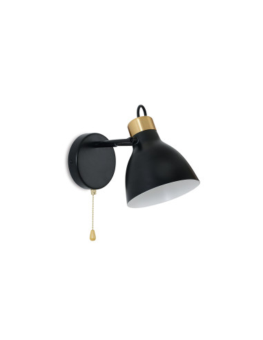 Aplique de pared modelo MB6129-BKG en color Dorado, Negro para 1xE27 (no incluida)