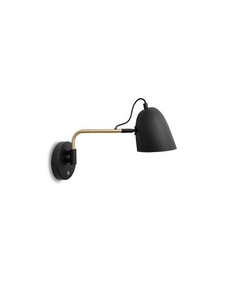 Aplique de pared modelo MB2257-BK en color Dorado, Negro para 1xE27 (no incluida)