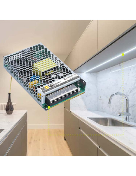 Fuente de Alimentación Switching Metalica 24V 108W 4.5A, Interior