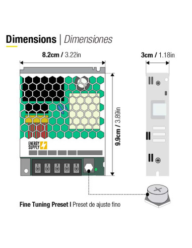 Fuente de Alimentación Switching Metalica 24V 60W 2.5A - Interior