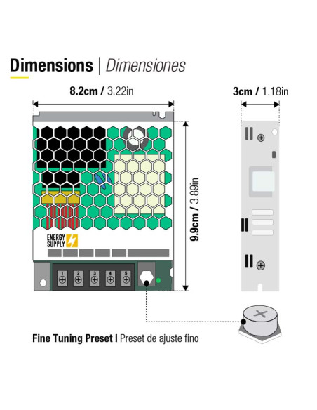 Fuente de Alimentación Switching Metalica 24V 60W 2.5A - Interior