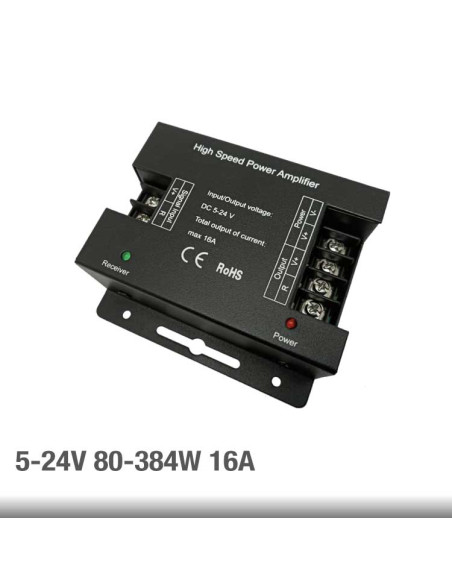 Amplificador alta velocidad, 5-24V 80-384W 16A
