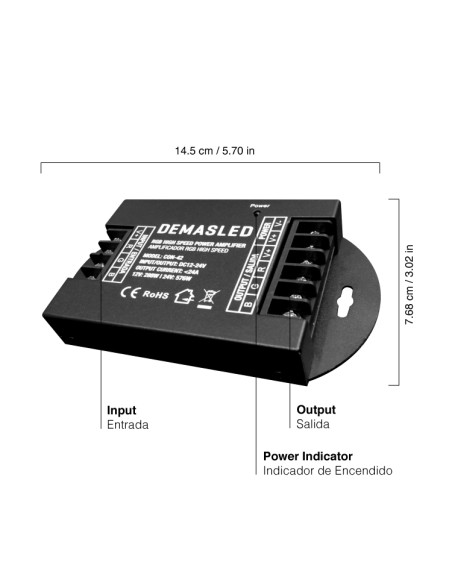 Amplificador High Speed RGB PWM, DC 12-24V 288-576W 24A