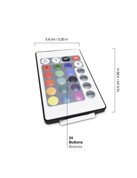 Controlador IR y Control Remoto RGB 24 botones, 12-24V 72-144W 6A