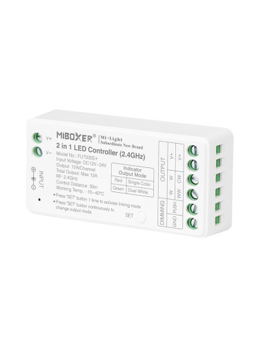Controlador LED 2 en 1 Mi-Light 12-24V 12A Máx 2.4GHz