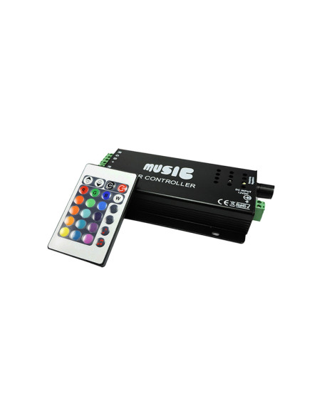 Controlador LED MUSIC y Control Remoto IR, RGBW, 12-24V 180W 18A