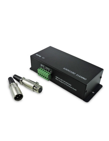 Decodificador DMX-512 RGB PWM, 12-24V 192-348W 16A, 4 canales