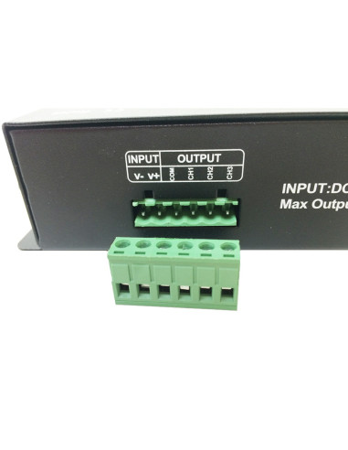 Decodificador DMX-512 RGB PWM, 12-24V 192-348W 16A, 4 canales