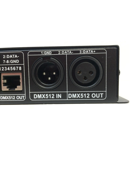 Decodificador DMX-512 RGB PWM, 12-24V 192-348W 16A, 4 canales