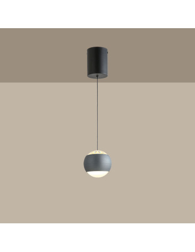 Lámpara Colgante Gris Diámetro Ø100mm, Blanco Cálido 3000K
