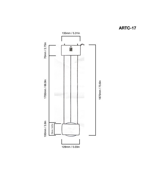 Lámpara Colgante Titanio Negro Diámetro Ø128mm, Blanco Cálido 3000K