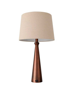 Lámpara de sobremesa Pea metal marrón con USB