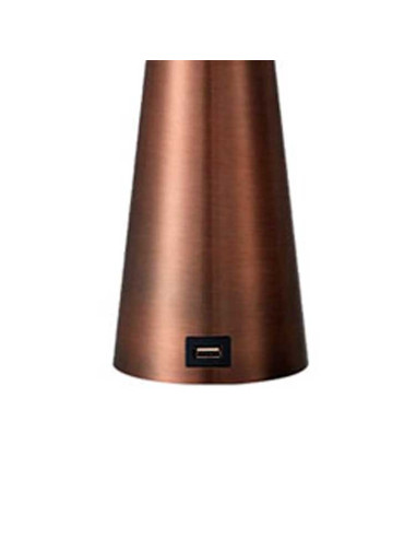 Lámpara de sobremesa Pea metal marrón con USB