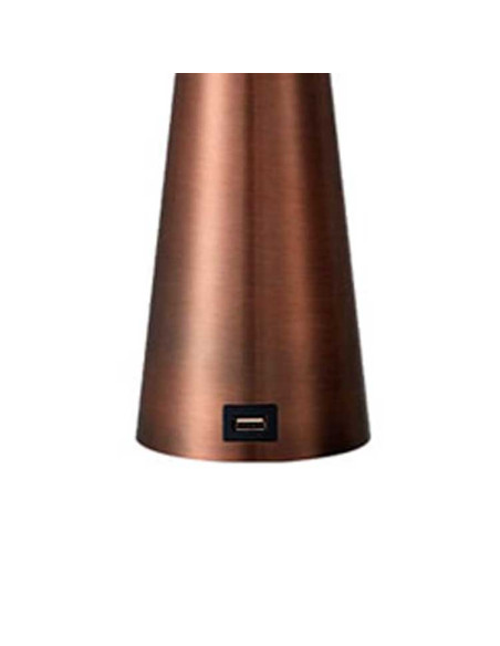 Lámpara de sobremesa Pea metal marrón con USB