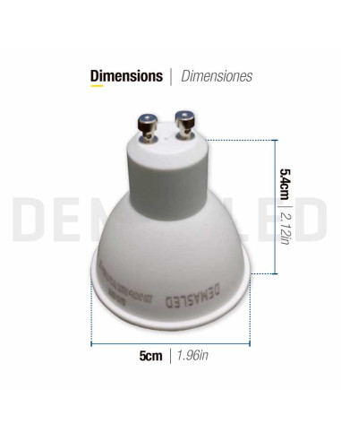 Bombilla LED 7W 600lm, GU10, 38 220V Dimable