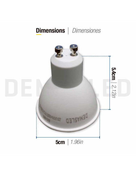 Bombilla LED 7W 600lm, GU10, 38 220V Dimable