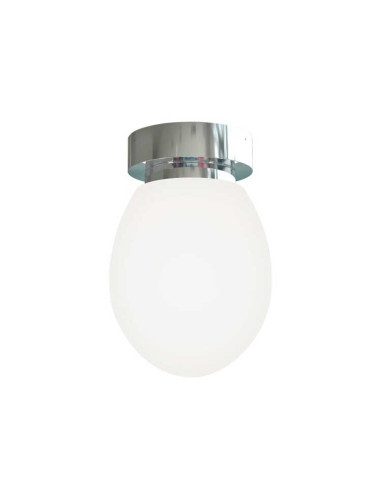 Plafón TAM E14 globo oval cristal blanco satinado