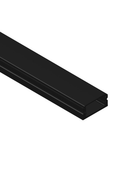 Perfil de Aluminio FLAT Negro 17,3x7mm, Black Cover Opal, 2m