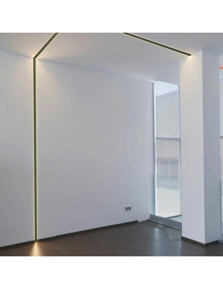 Perfil de Aluminio FLAT Negro 17,3x7mm, Black Cover Opal, 2m
