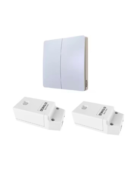 Interruptor cinético inalámbrico Smart House 433MHz, 2 teclas, IP67 + 2 Receptores para Smart Switch Dimerizables