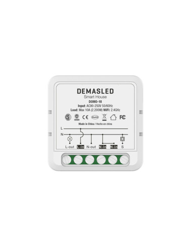 Mini Smart Switch WiFi+RF 1 Canal, 90-250Vac 50-60Hz 10A max 2.4GHz