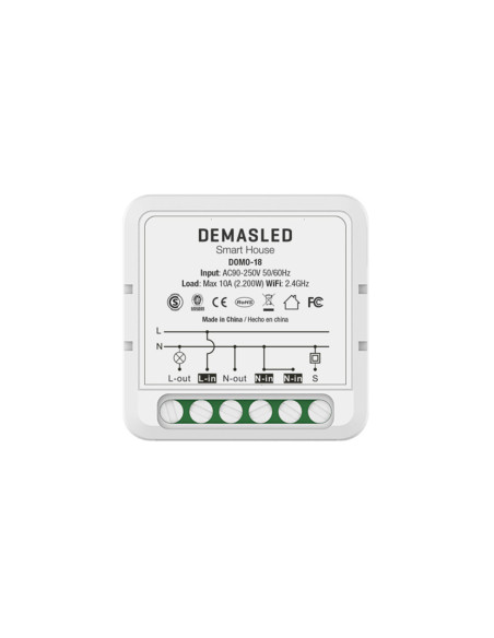 Mini Smart Switch WiFi+RF 1 Canal, 90-250Vac 50-60Hz 10A max 2.4GHz
