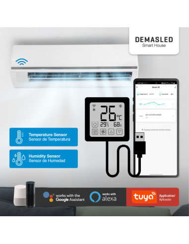Termostato Digital de Ambiente con Pantalla Táctil Smart WiFi + IR, Negro