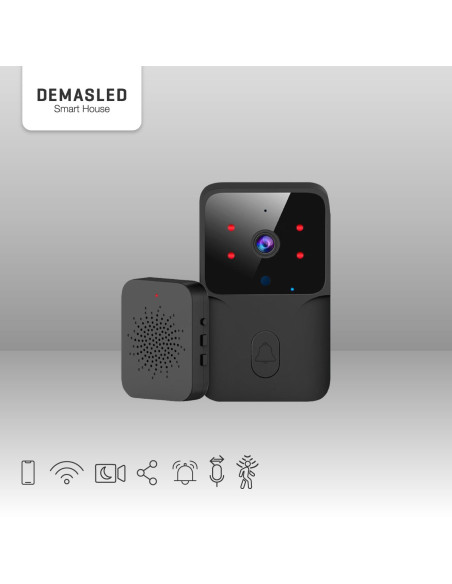 Timbre de Puerta Smart con Cámara 480p, 800mAH