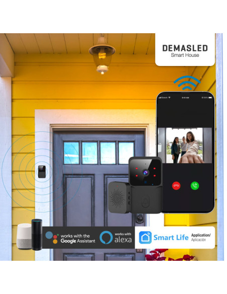 Timbre de Puerta Smart con Cámara 480p, 800mAH