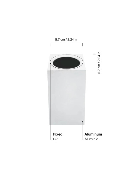 Foco de superficie Fijo 5.7x5.7x10cm para Bombillas GU10